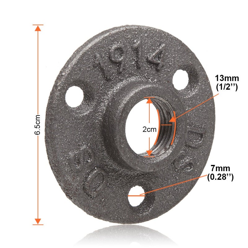FengWu 1/2" 40 Pack Floor Flanges Threaded Decorative Plumbing Flange, Malleable Iron Flange Pipe Fittings for DIY Project/Vintage Furniture/Shelving Decoration - Image 2